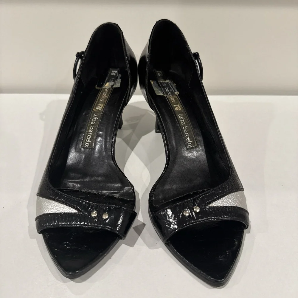 Luiza Barcelos Black Patent Kitten Heels w/ Charms Size 6.5 - Picture 2 of 8